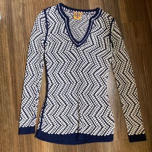 Tory Burch v neck crochet sweater